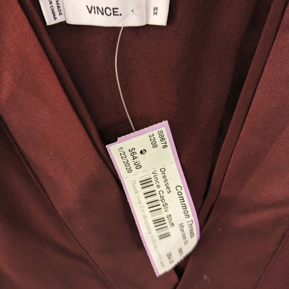 VINCE Smock Mini Dress in Maroon